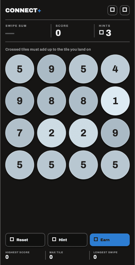 The score climbing after a successful move.